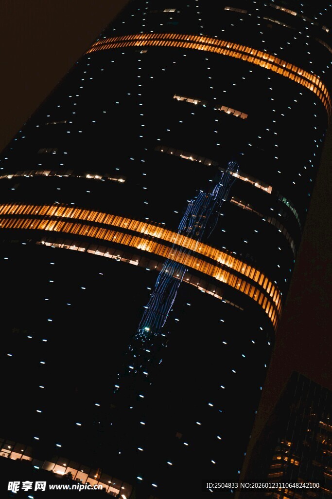 摩天大楼夜景璀璨灯光