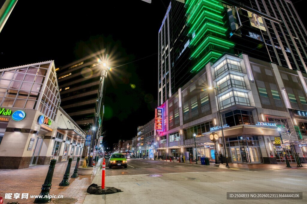 城市绚丽夜景街道画面