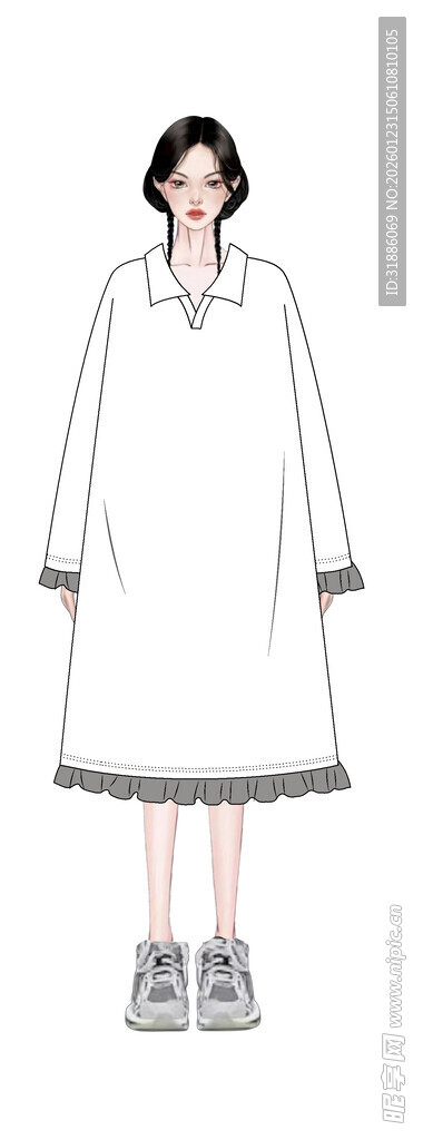 简约风格白色长款服饰穿搭