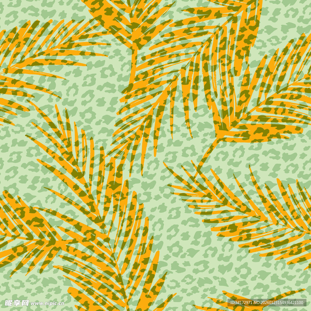 金色叶片图案清新雅致