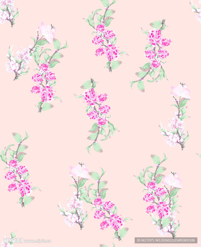 粉色花卉图案背景装饰