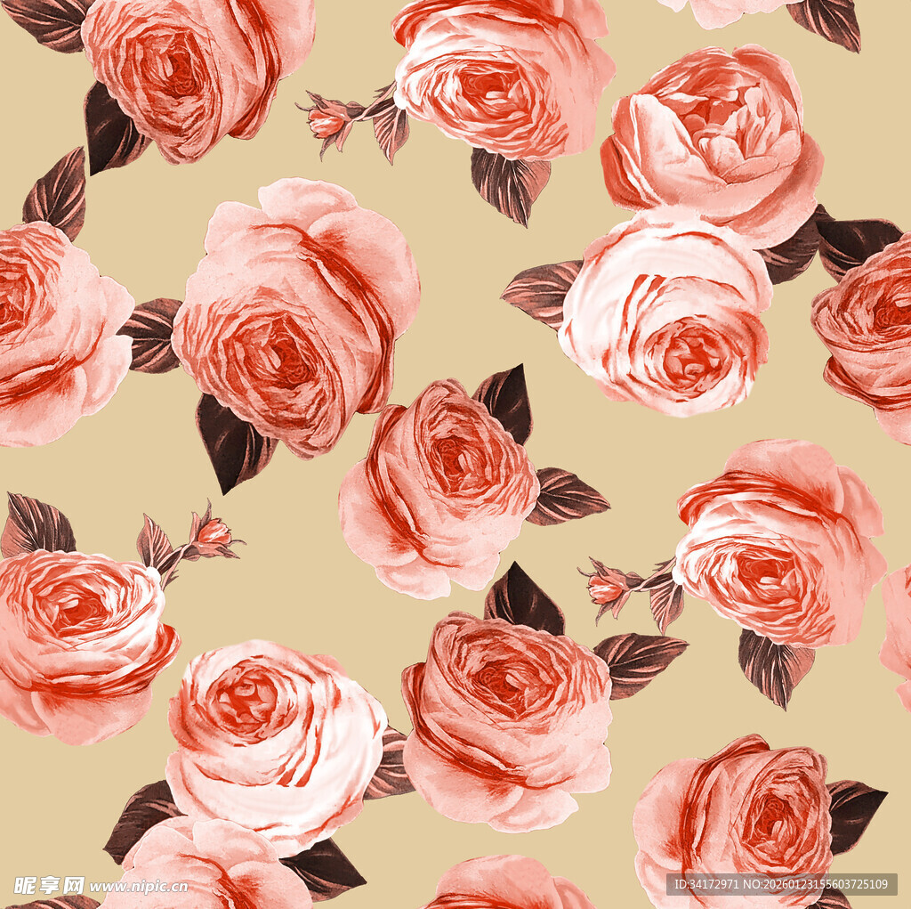 复古风玫瑰花卉图案背景