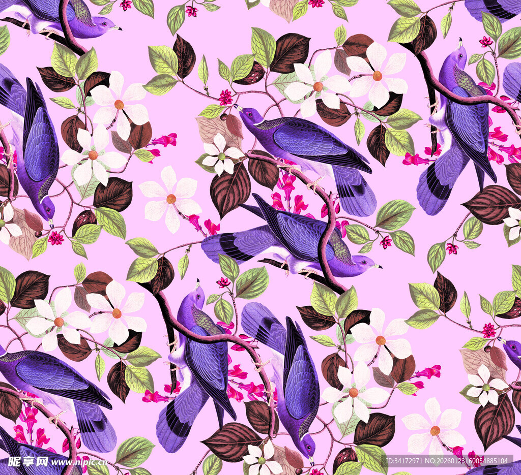 粉色花卉图案无缝背景