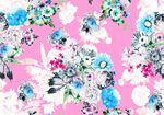 粉色底花卉图案印花布料