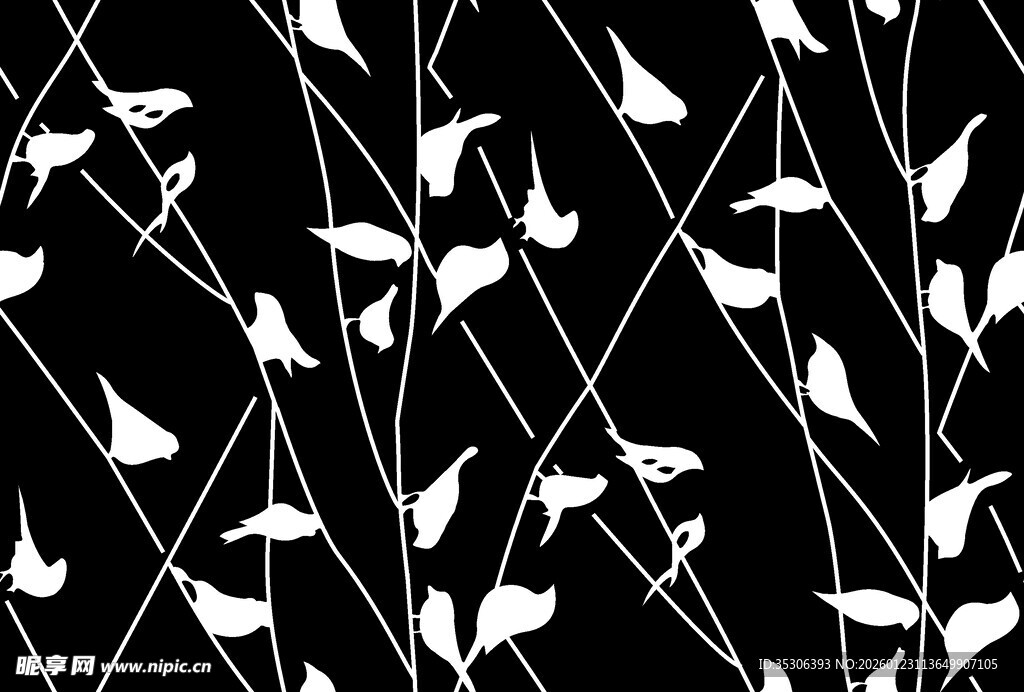 黑白几何叶脉图案背景