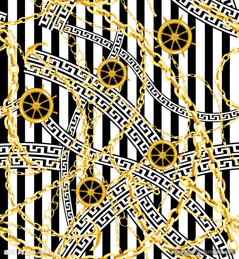 奢华黑金几何条纹图案