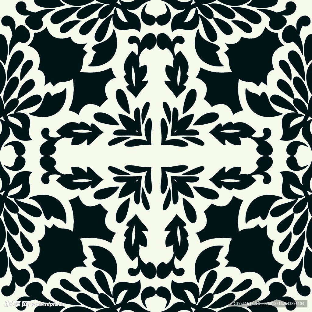 黑白几何花卉图案纹理