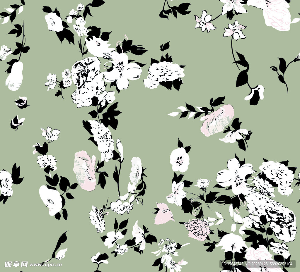 清新绿植花卉印花图案
