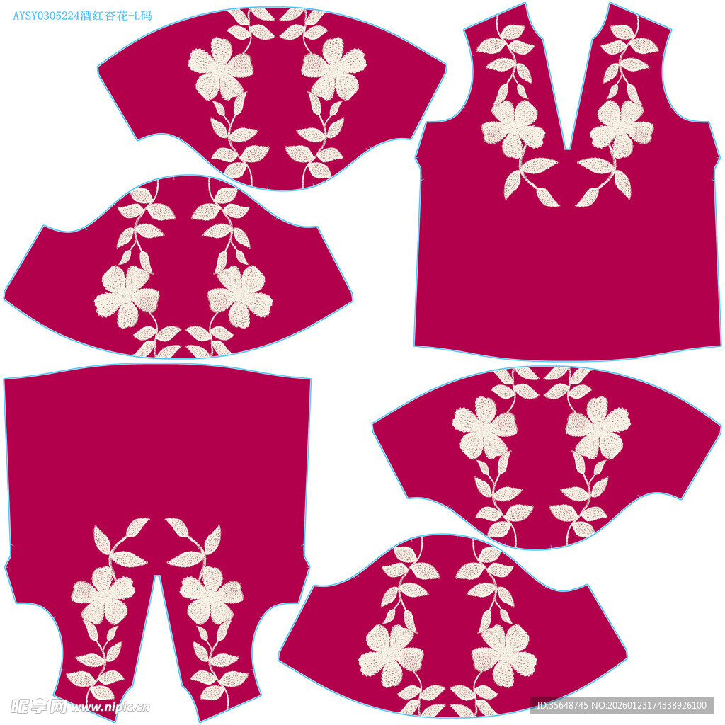 红色刺绣服饰图案设计