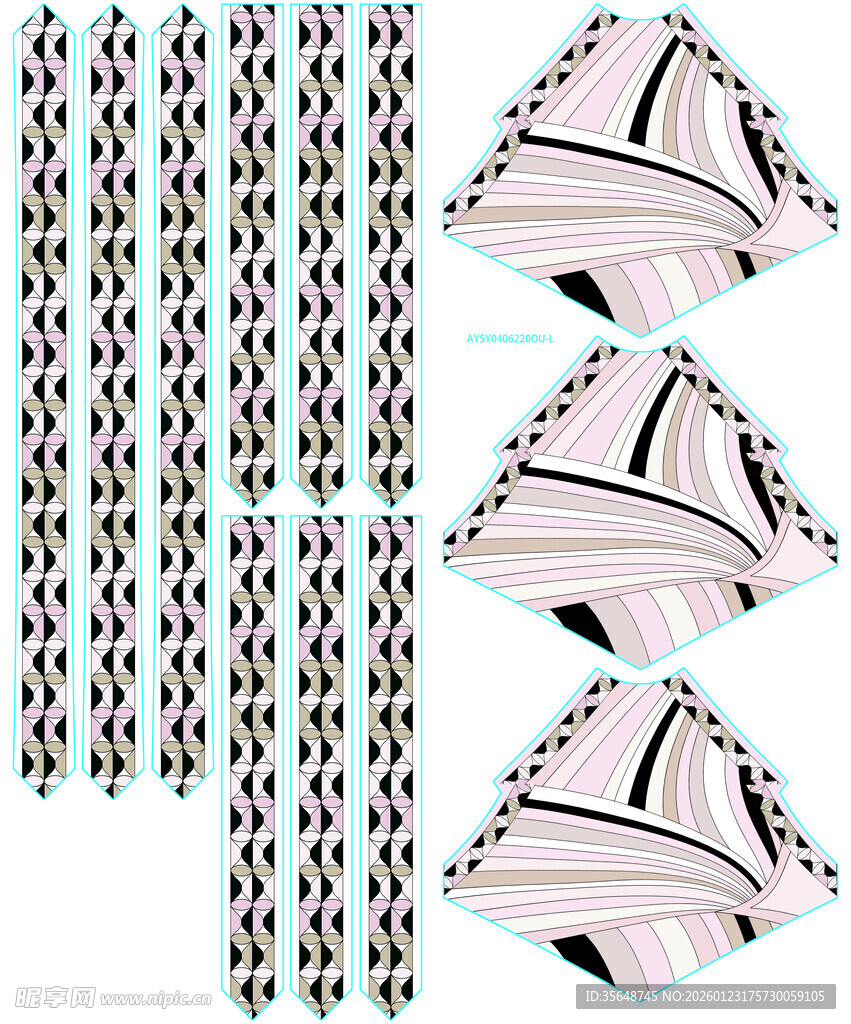 几何图案美甲贴纸设计