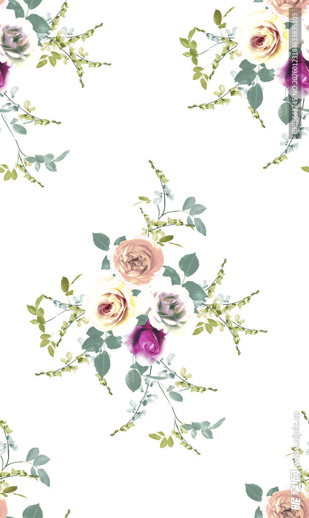 花卉图案清新水彩花卉设计