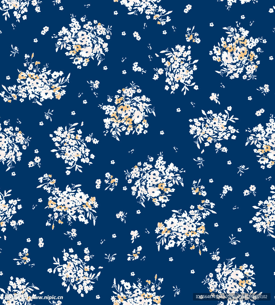 蓝色背景雪花图案纹理