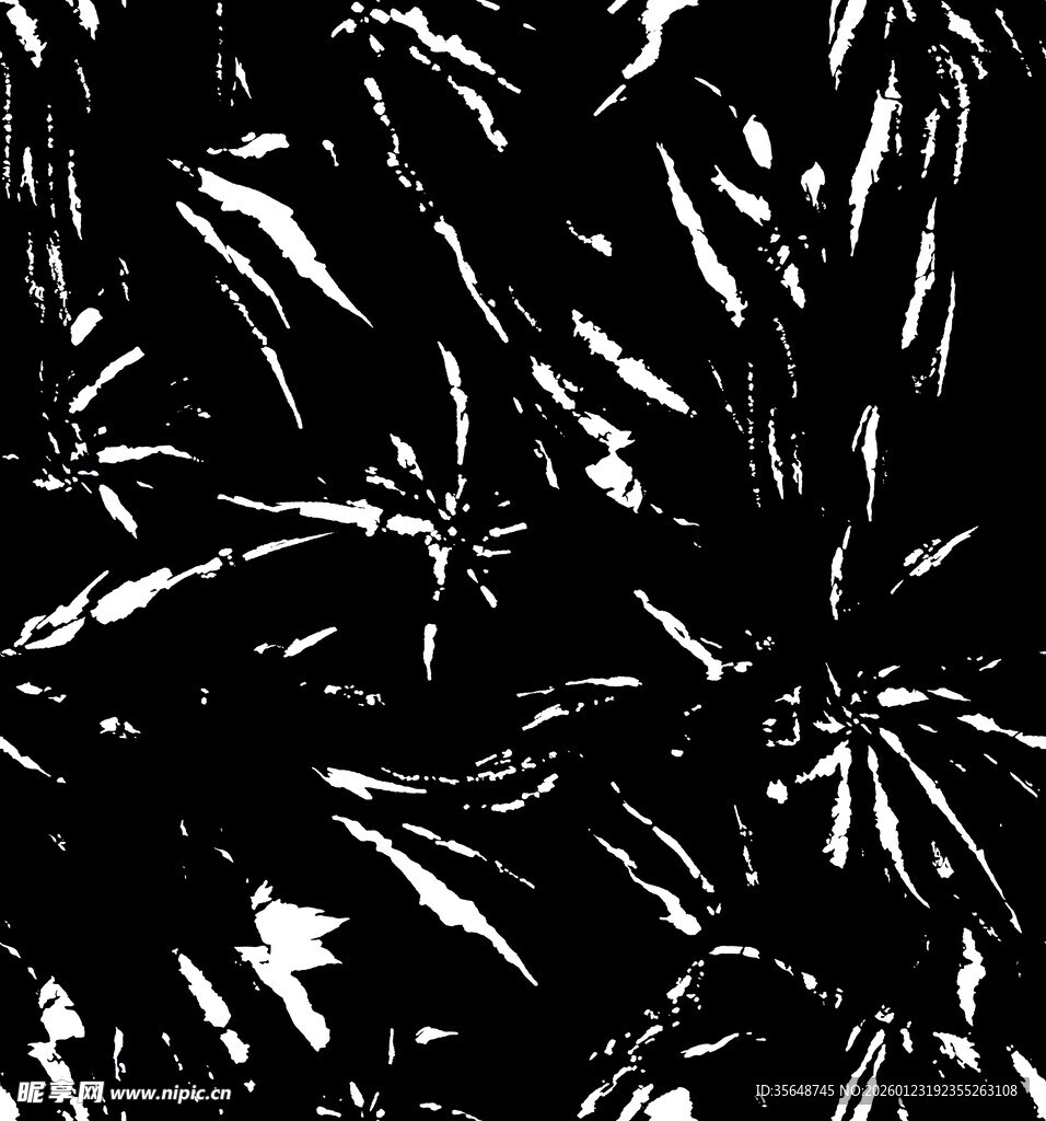 黑白墨韵树叶纹理图案