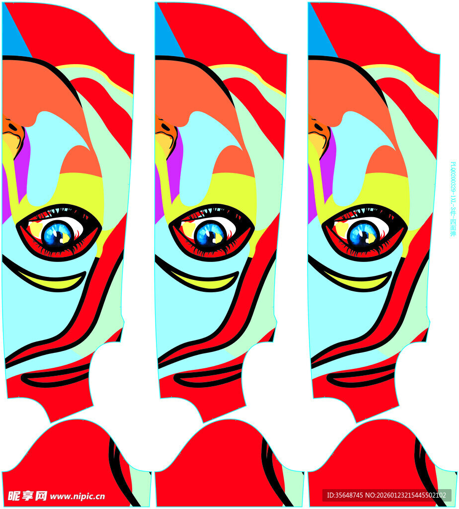 抽象多彩小丑面部图案