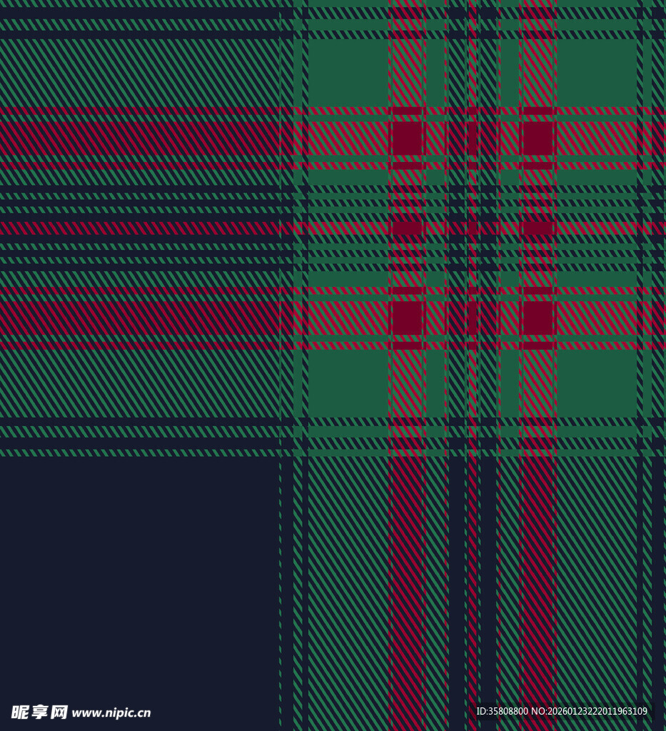 深蓝色红绿格子图案背景