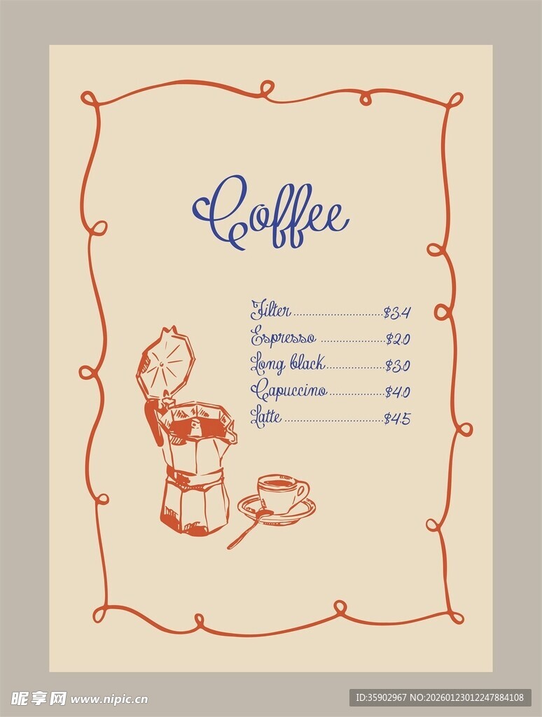 复古风咖啡菜单设计