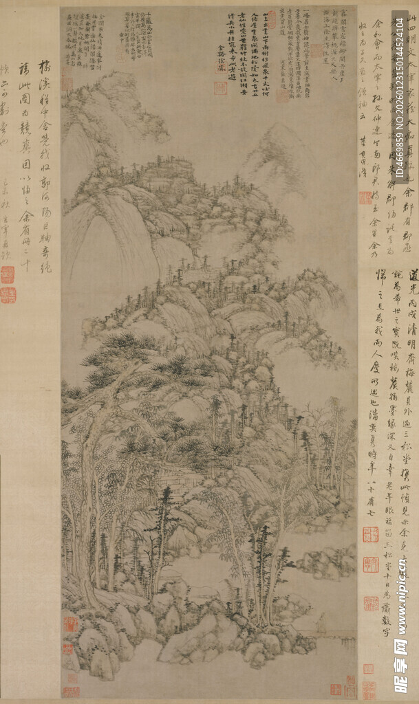 古代山水墨画风景图