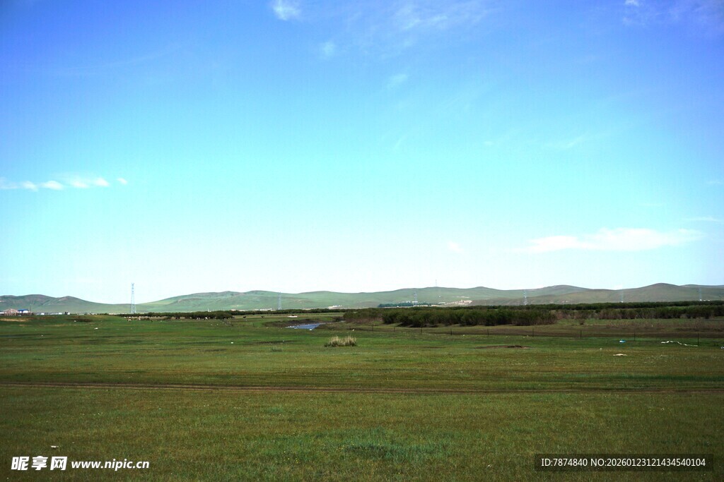 广袤草原蓝天美景