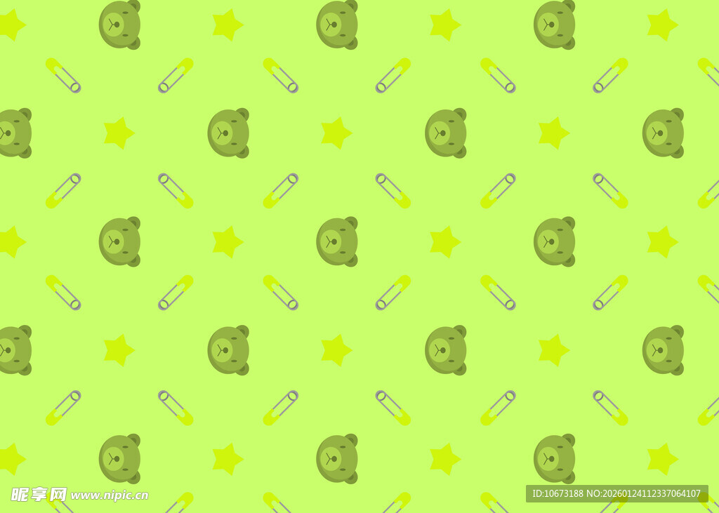 绿色卡通图案无缝背景图