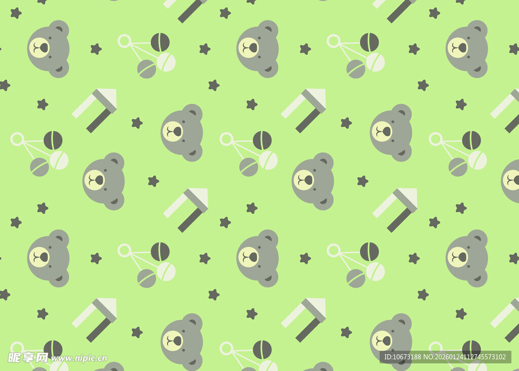 绿色卡通图案无缝背景图