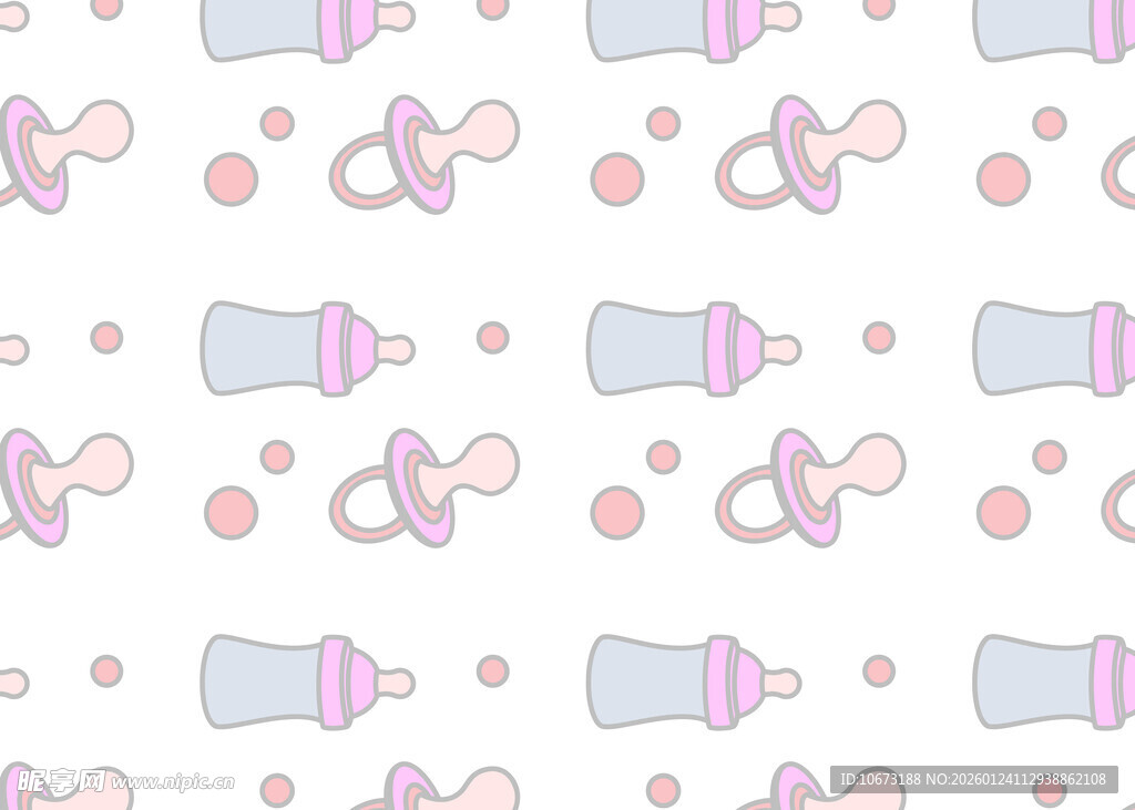 可爱婴儿用品无缝图案背景
