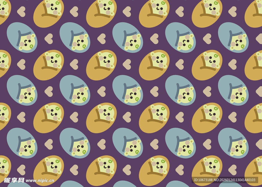 卡通小狗图案无缝背景图