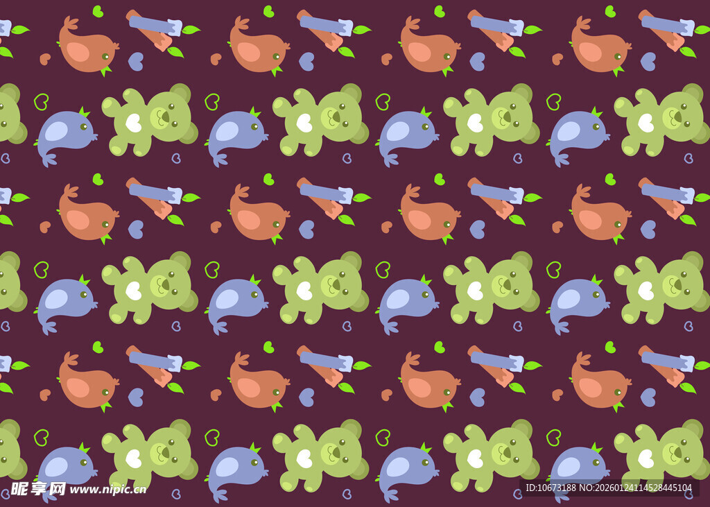 多彩卡通图案无缝背景