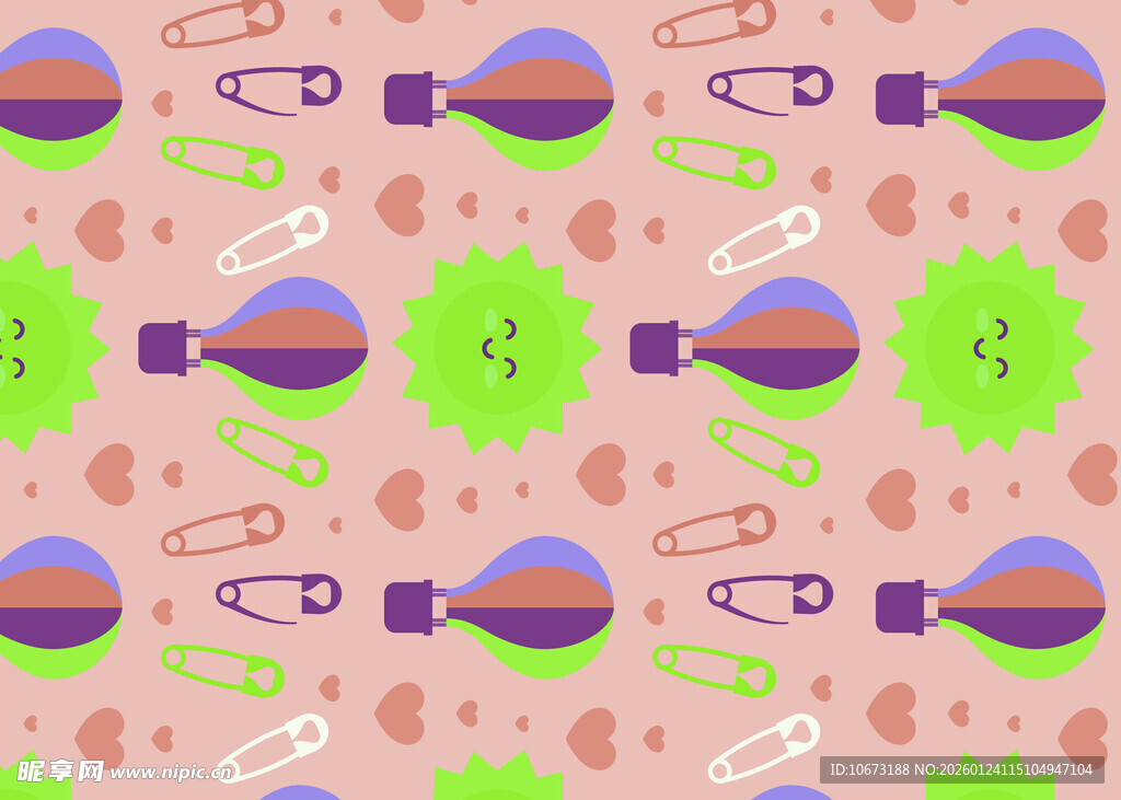 粉色背景多彩别针图案