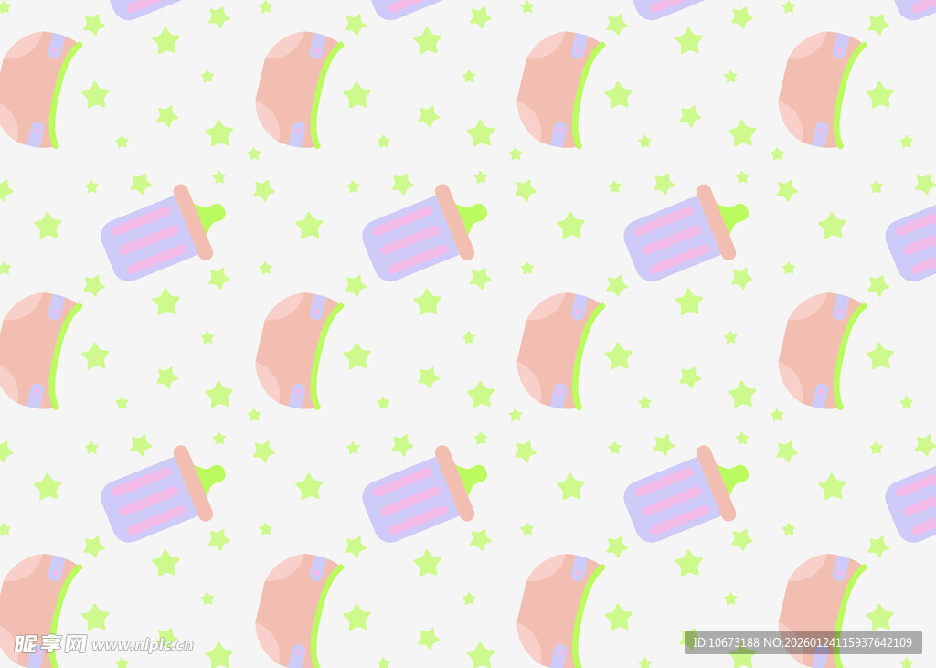 可爱卡通图案无缝背景