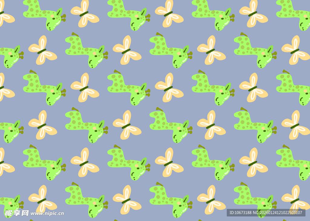 蓝底黄绿小鸟图案背景