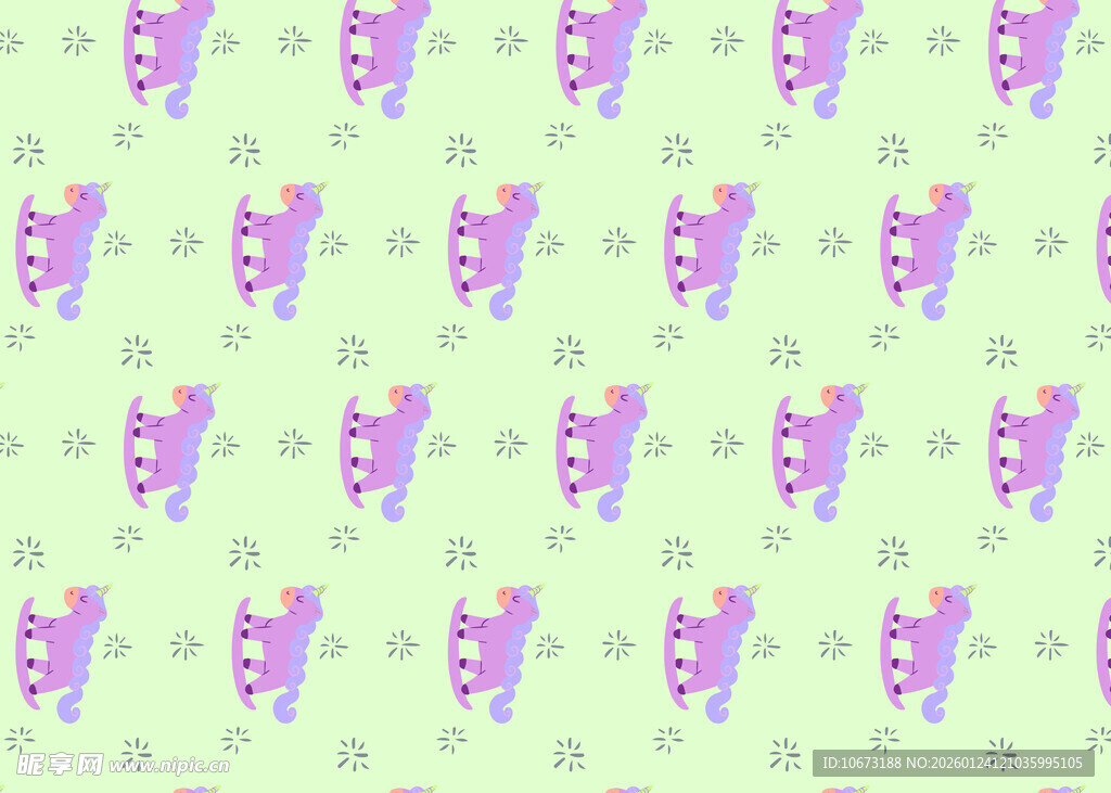 紫色恐龙图案的绿色背景图