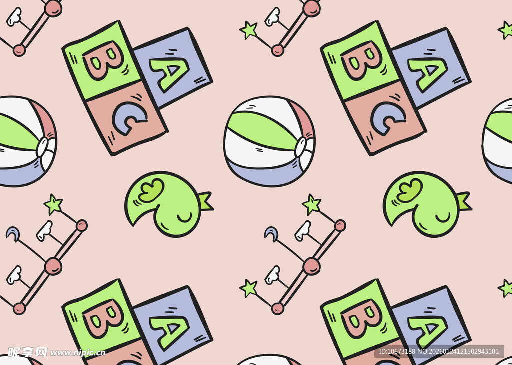 卡通早教元素无缝图案