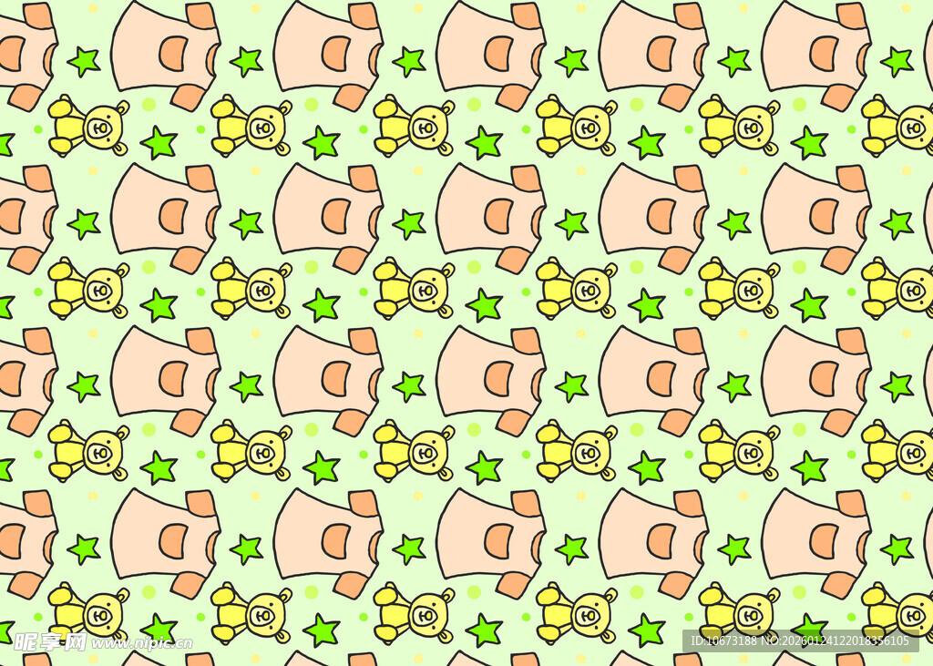 小猪与花卉无缝图案背景