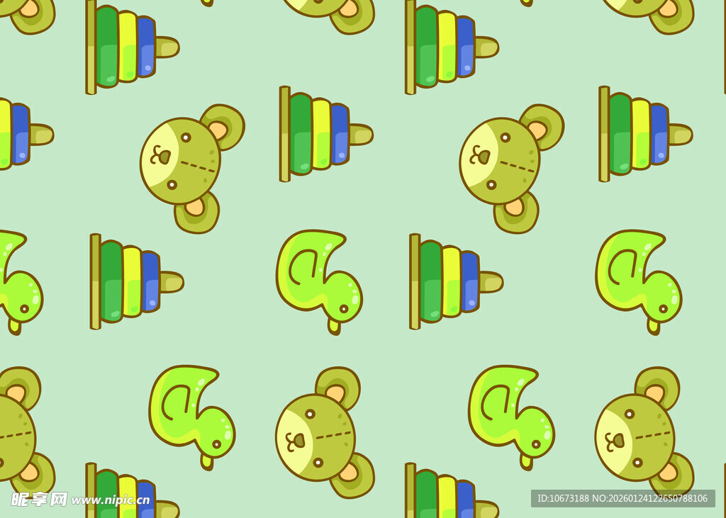 卡通动物与物品无缝图案