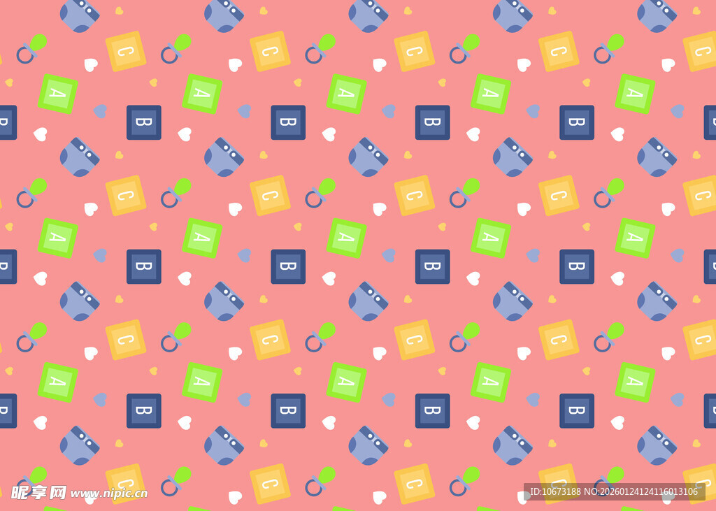 粉色几何图案花卉无缝背景