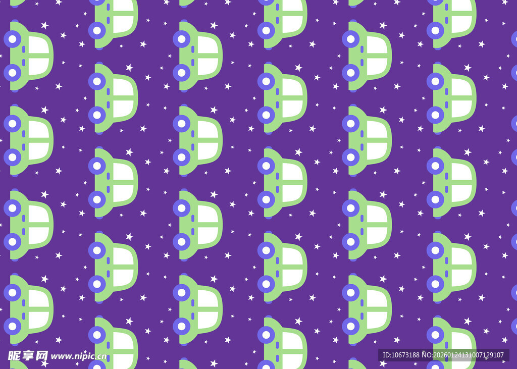 紫色背景卡通飞船图案