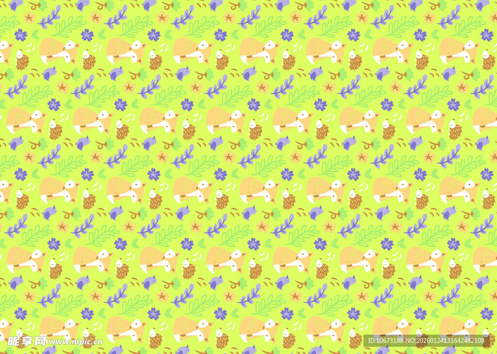 清新黄绿花卉图案背景