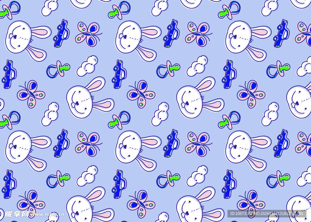 卡通风格海洋元素图案