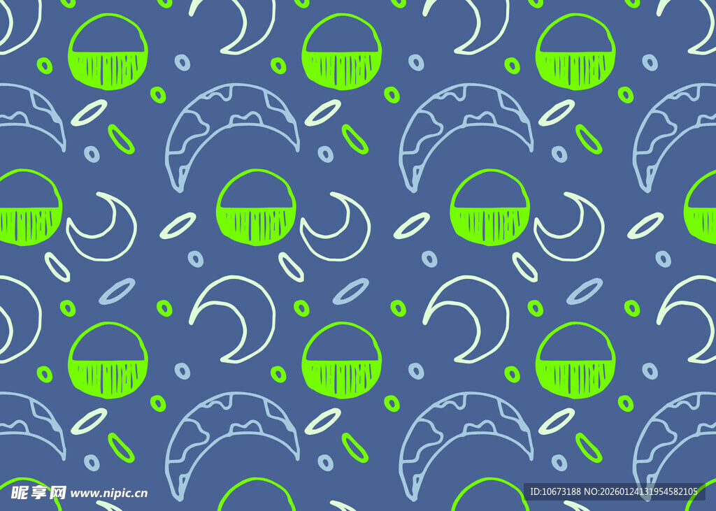 蓝底绿元素几何图案背景