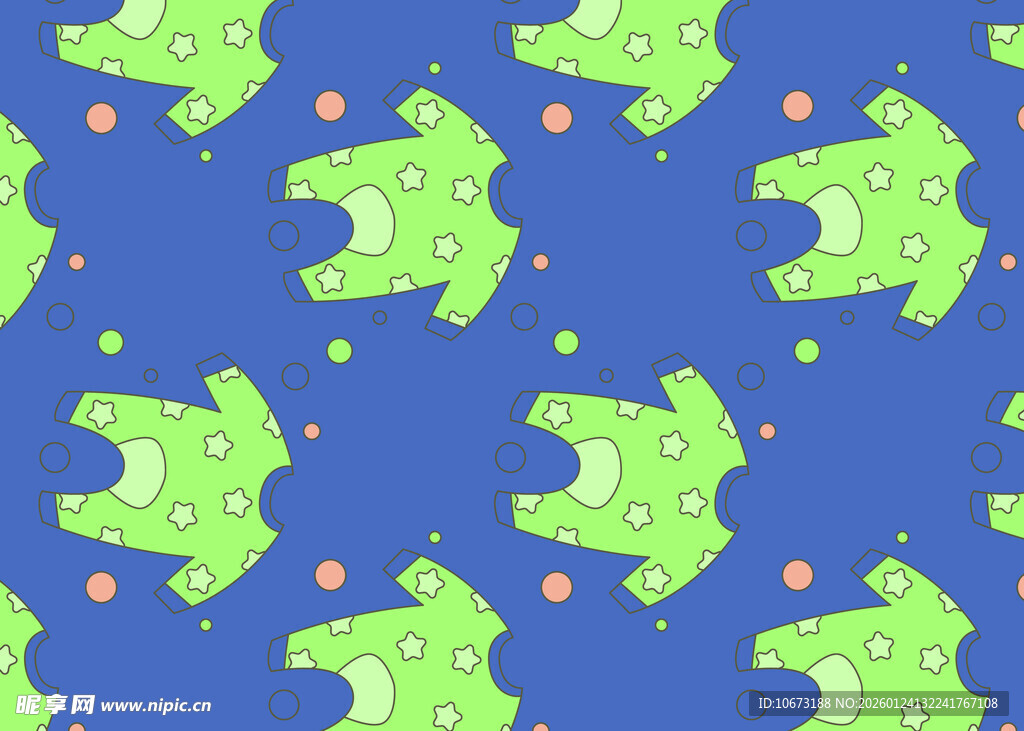 绿色青蛙图案蓝色背景