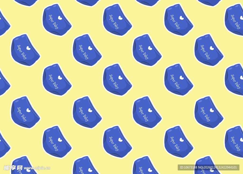 黄色背景蓝色图案无缝纹理