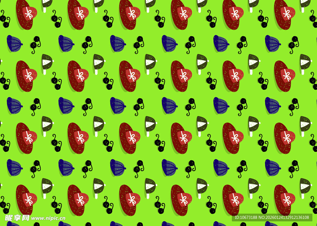 绿色背景水果图案纹理