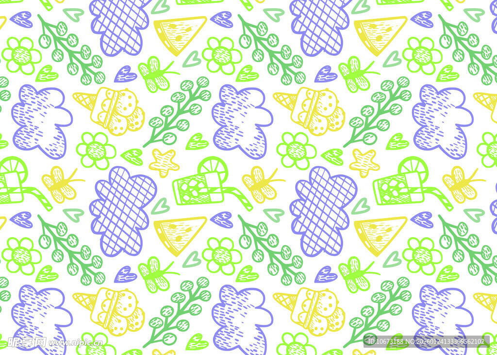 多彩花卉动物图案背景