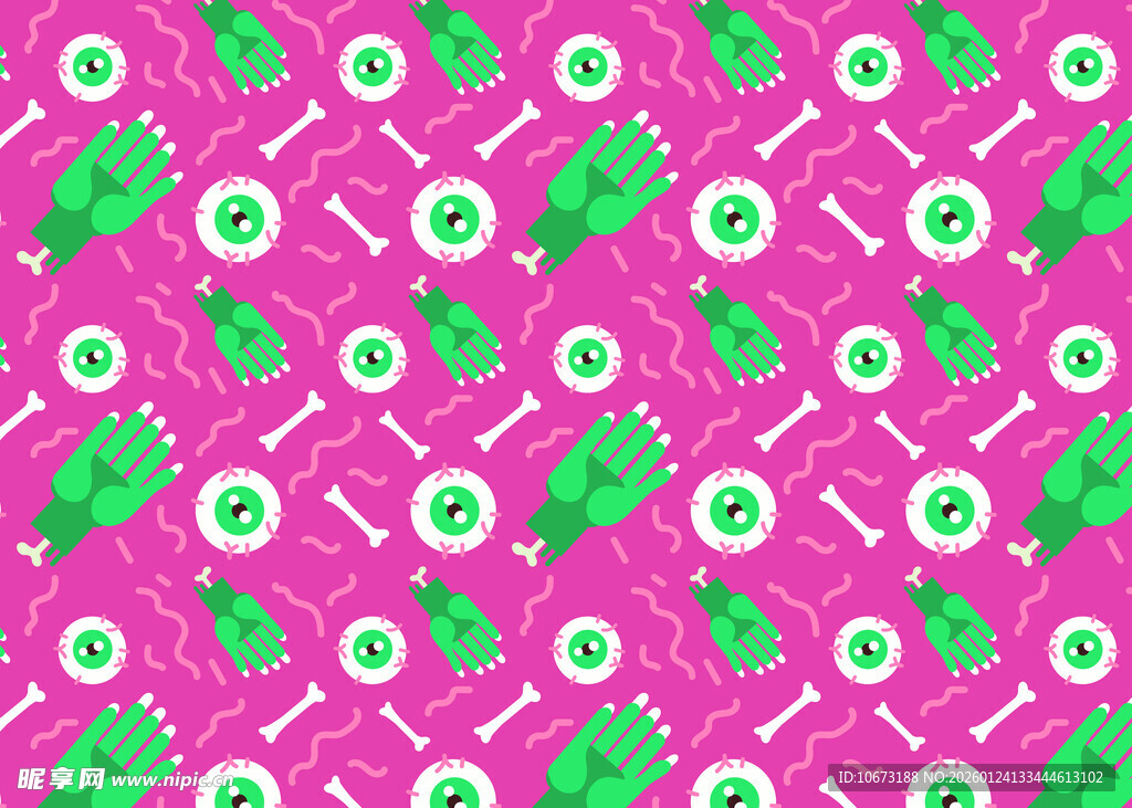 粉色背景绿色图案装饰图