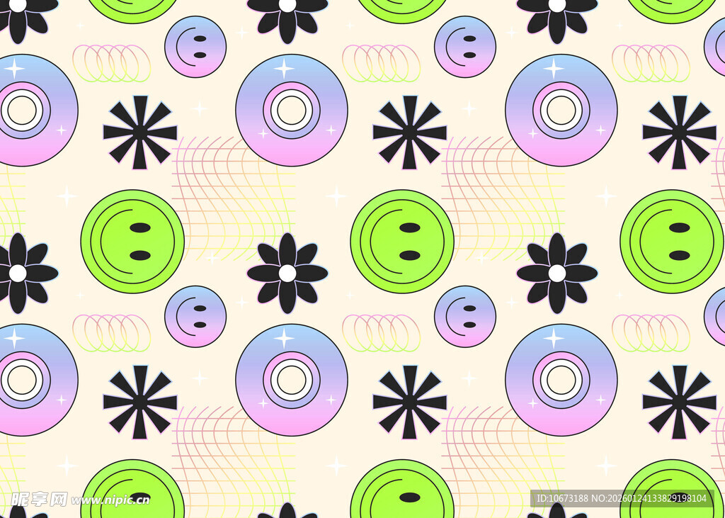 多彩纽扣花卉图案背景