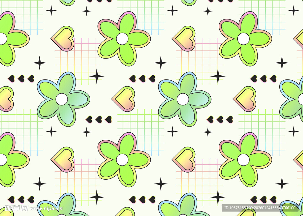 清新花朵爱心图案背景