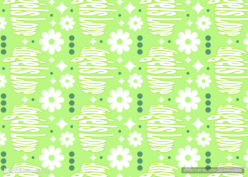 清新绿底花朵图案背景