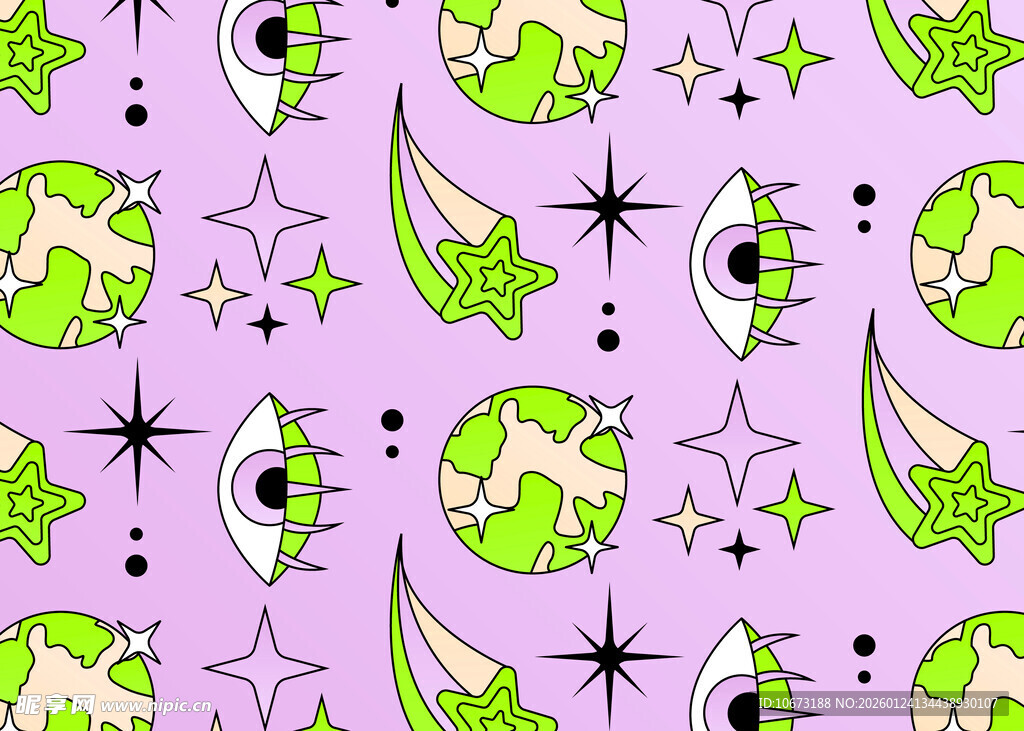 梦幻宇宙主题无缝图案