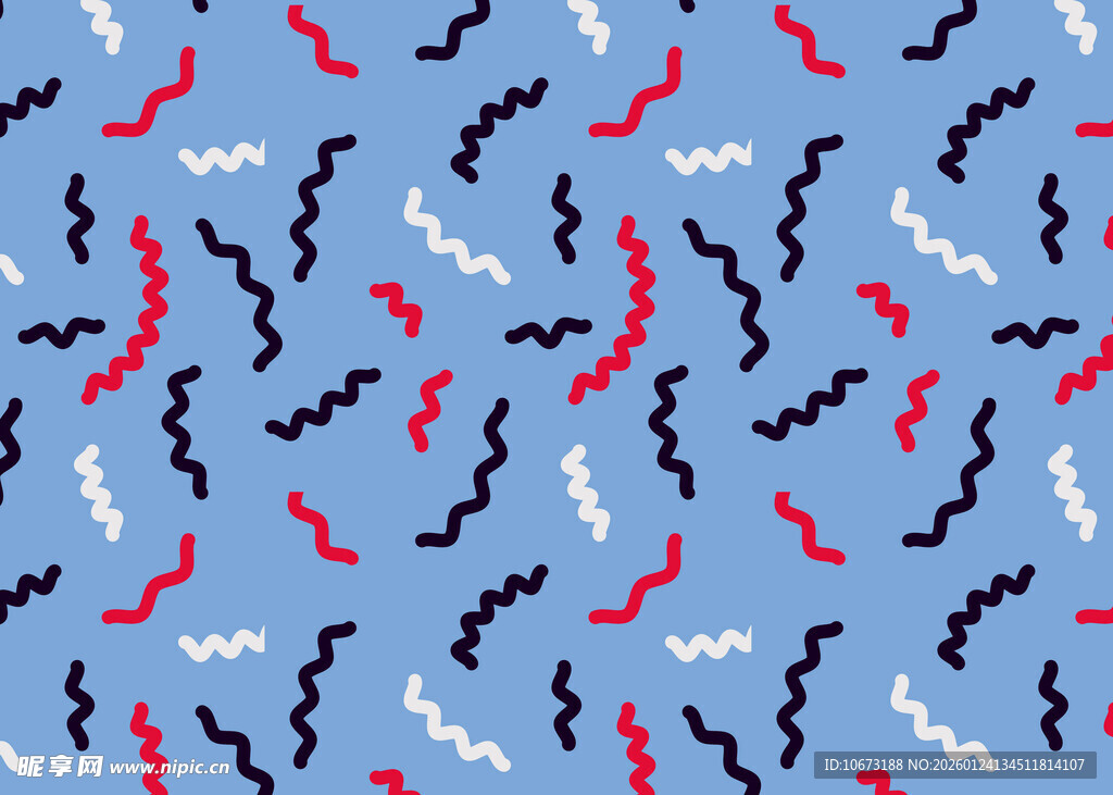 蓝色底多彩波浪图案纹理