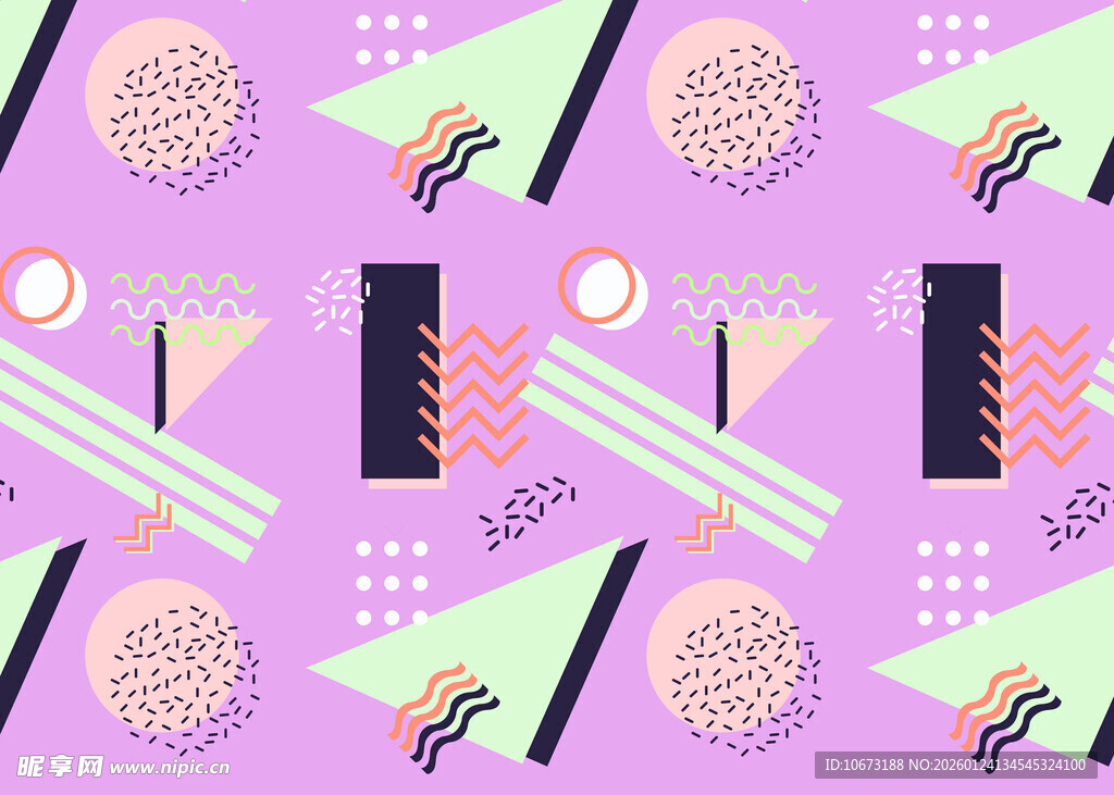 几何花卉元素的紫色图案